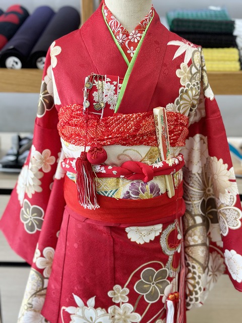 七五三 四つ身着物 刺繍 長襦袢セット 7歳用 七五三着物 女の子着物