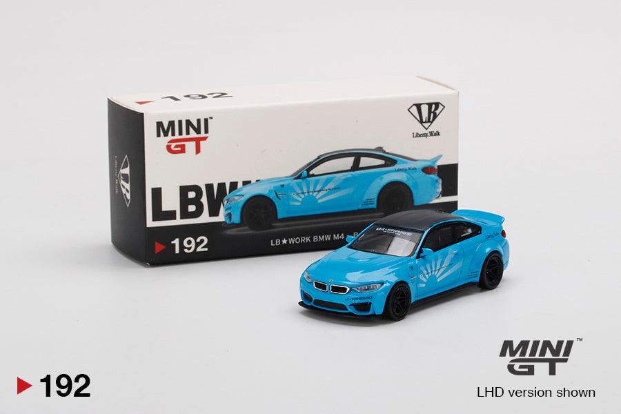 MINIGT 1:64 BMW M4 LB☆WORKS Liberty Walk in Baby Blue – Model