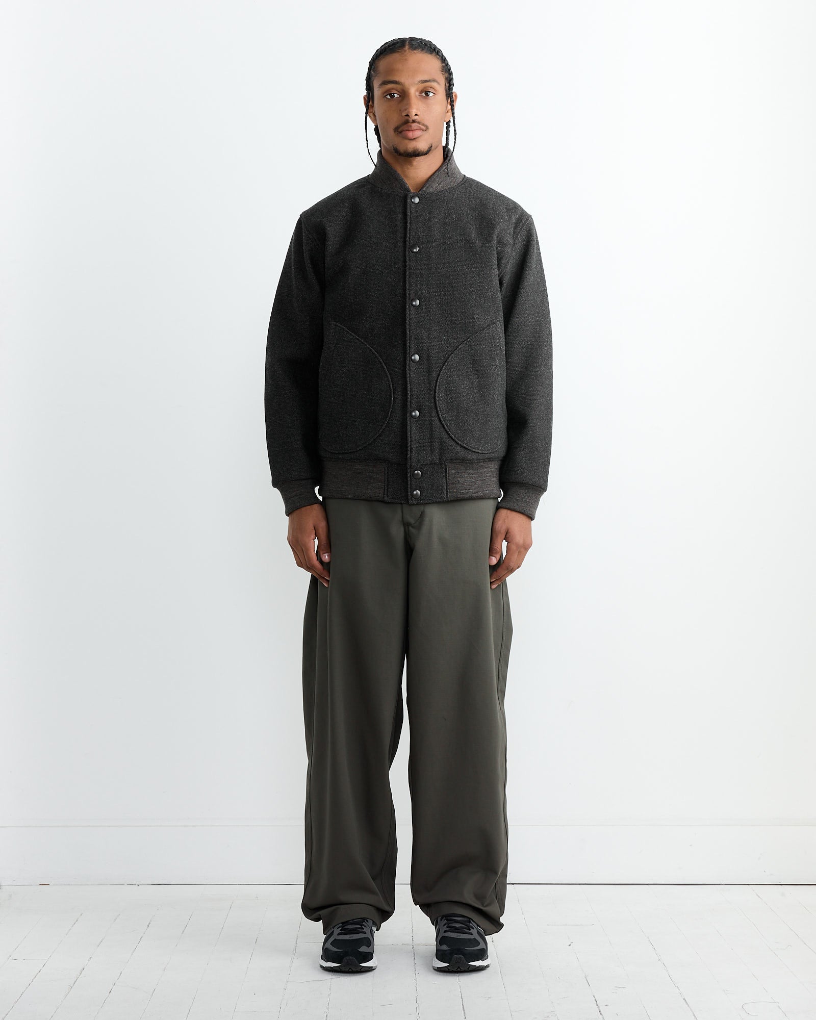 Melton Award Jacket in Black Mix