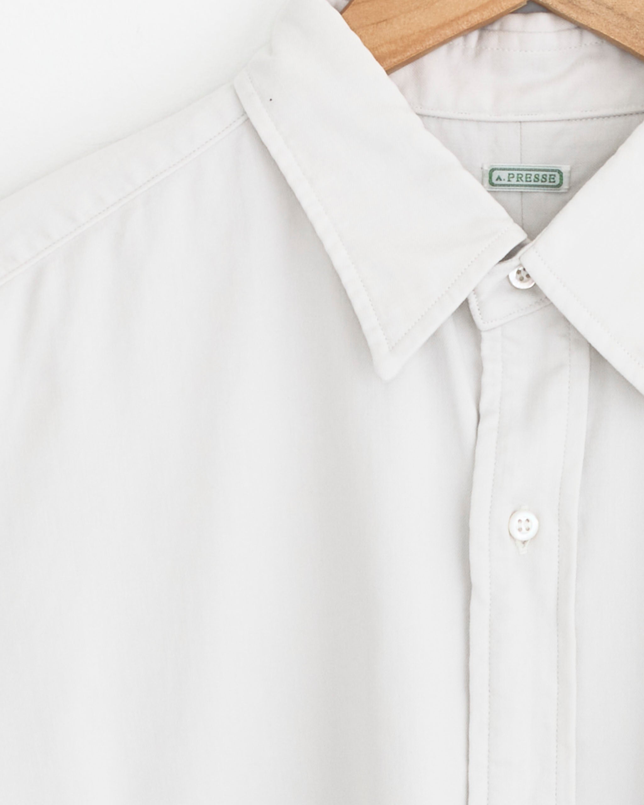 Double Weave Twill Regular Collar Shirt in Ecru