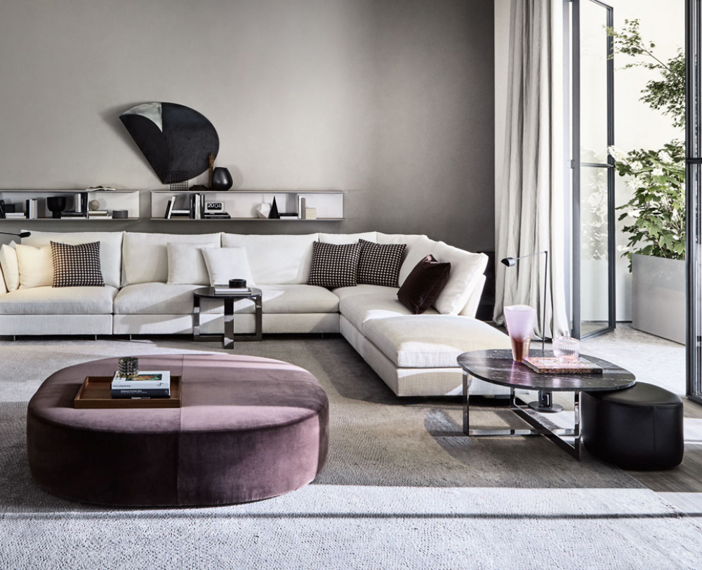 Set of coffee tables with ottoman - Domino Next - Molteni&C