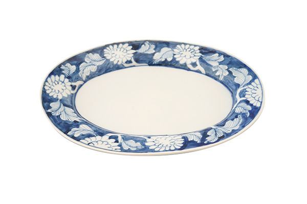 堀畑蘭 染付菊詰め 楕円皿｜和食器の通販 monsen