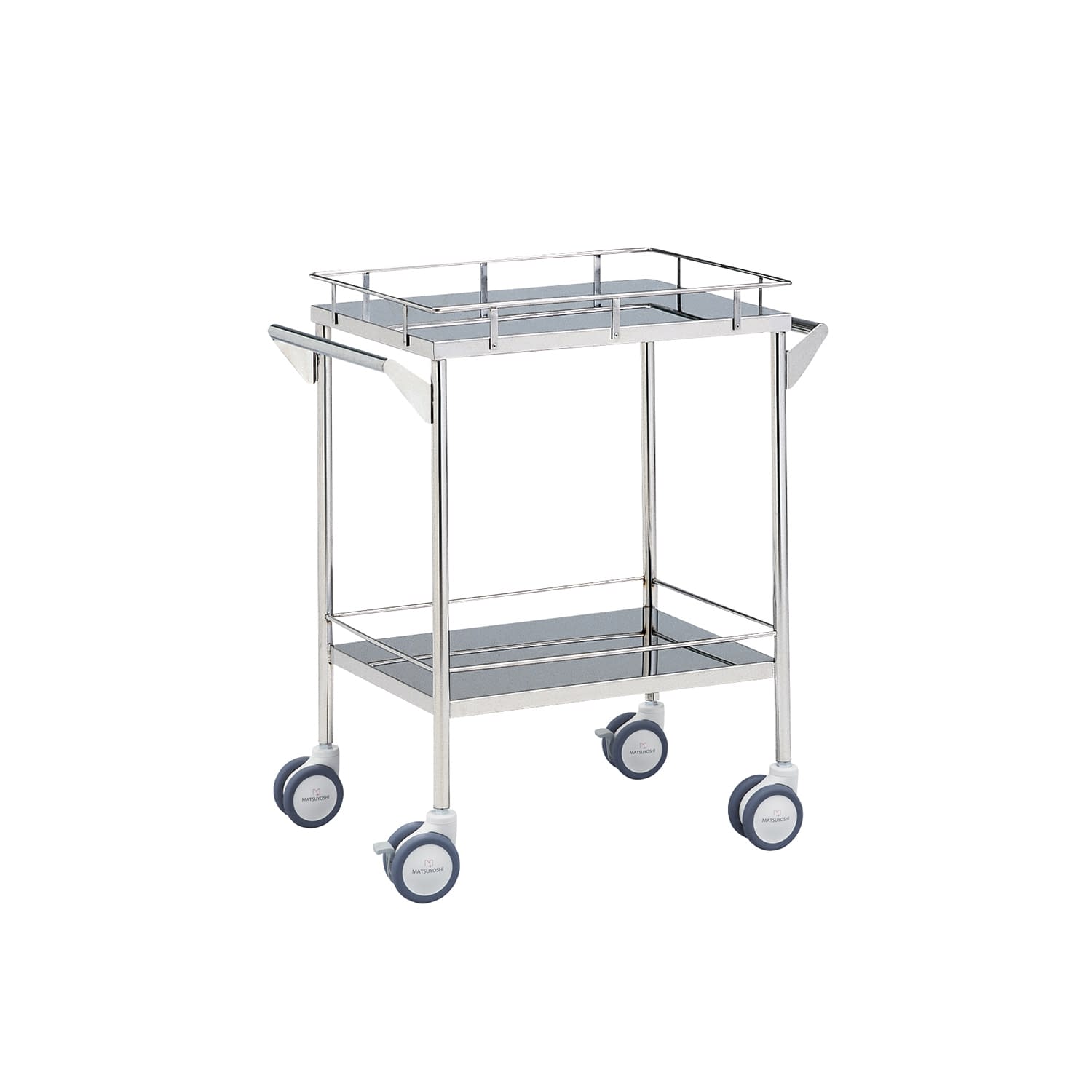 マツヨシ回診車 四方手摺付 器械台 01-2250-50 マツヨシ(松吉医科器械