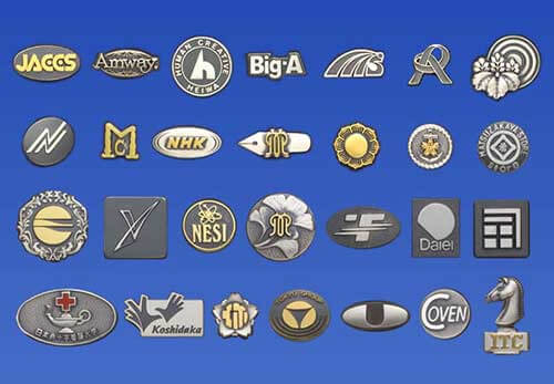 銀いぶし・金張り仕上 社章・バッジ | 松本徽章工業株式会社