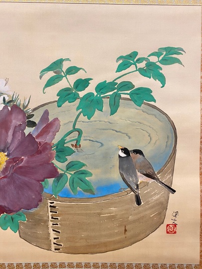 冨田渓仙 檜樋之花図｜古美術・掛け軸の販売・買取・鑑定-松本松栄堂