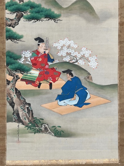 真作/瑞景/竹渓清趣之図/桐共箱二重箱付/布袋屋掛軸HE-815 真作/瑞景