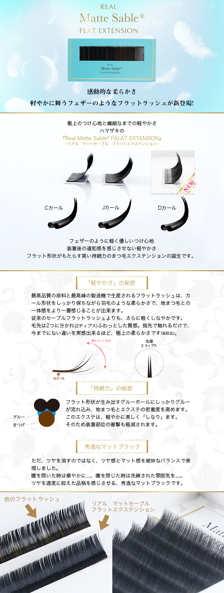 リアルマットセーブルフラットエクステンション｜マツエク商材の はまざき