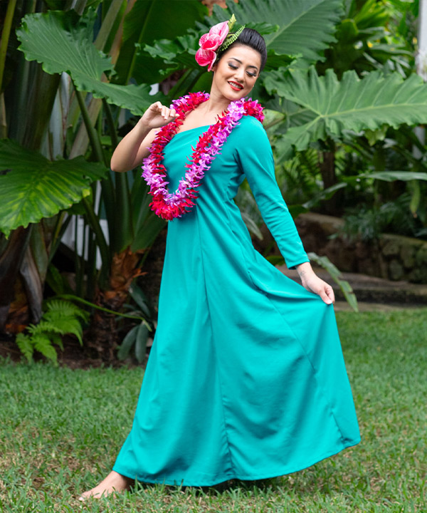 フラダンス ドレス ワンピース マウナロア ストレッチ素材 ムームー