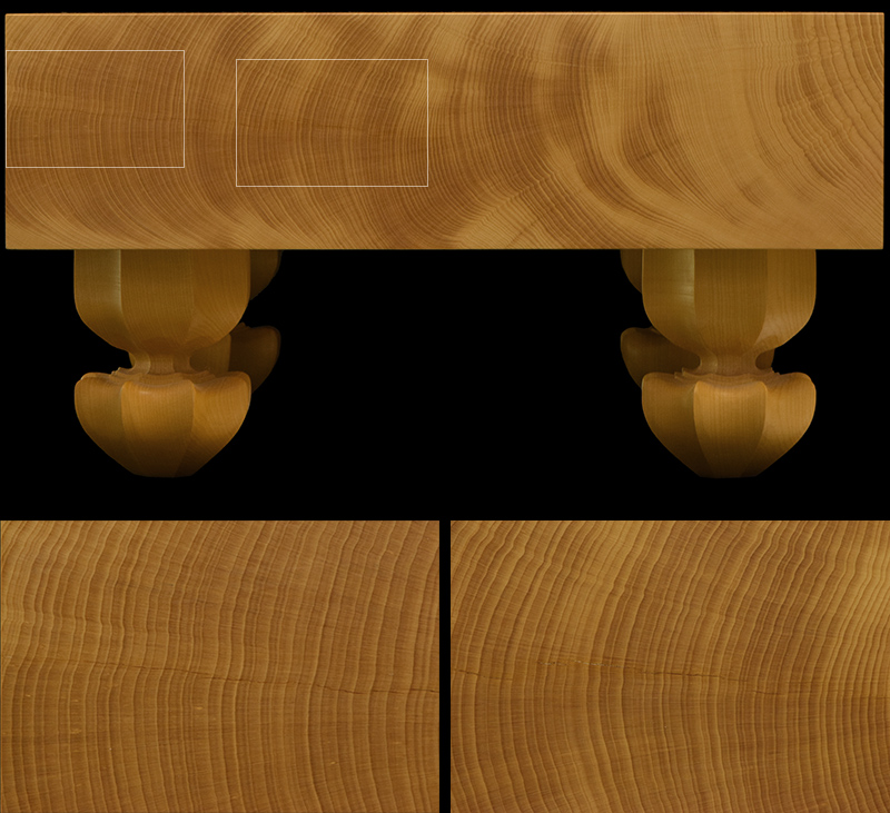 国産本榧足付碁盤 3寸8分（天地柾） ga30011 | 前川榧碁盤店