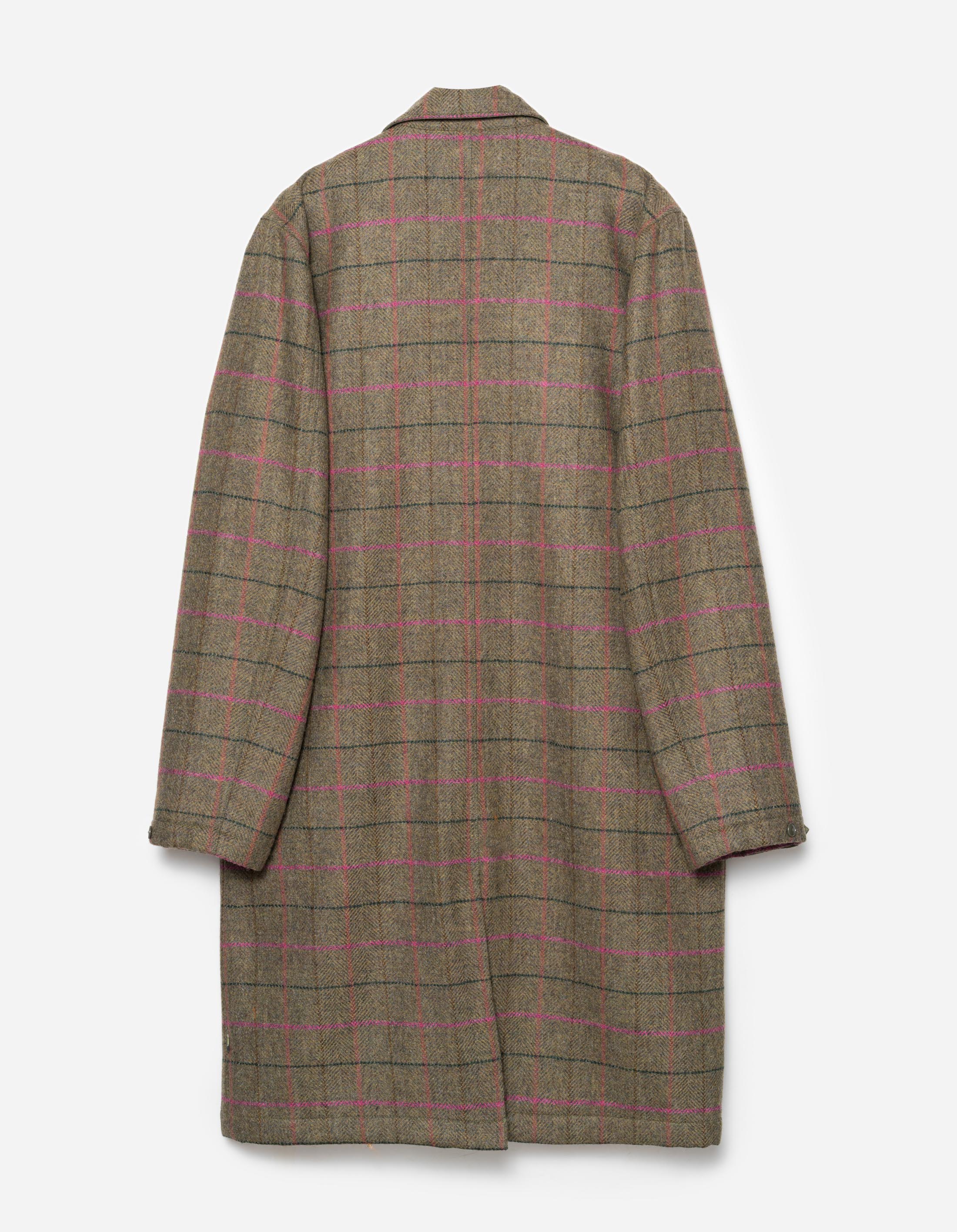7156 Wool Check MA Coat Olive/Pink – Maharishi