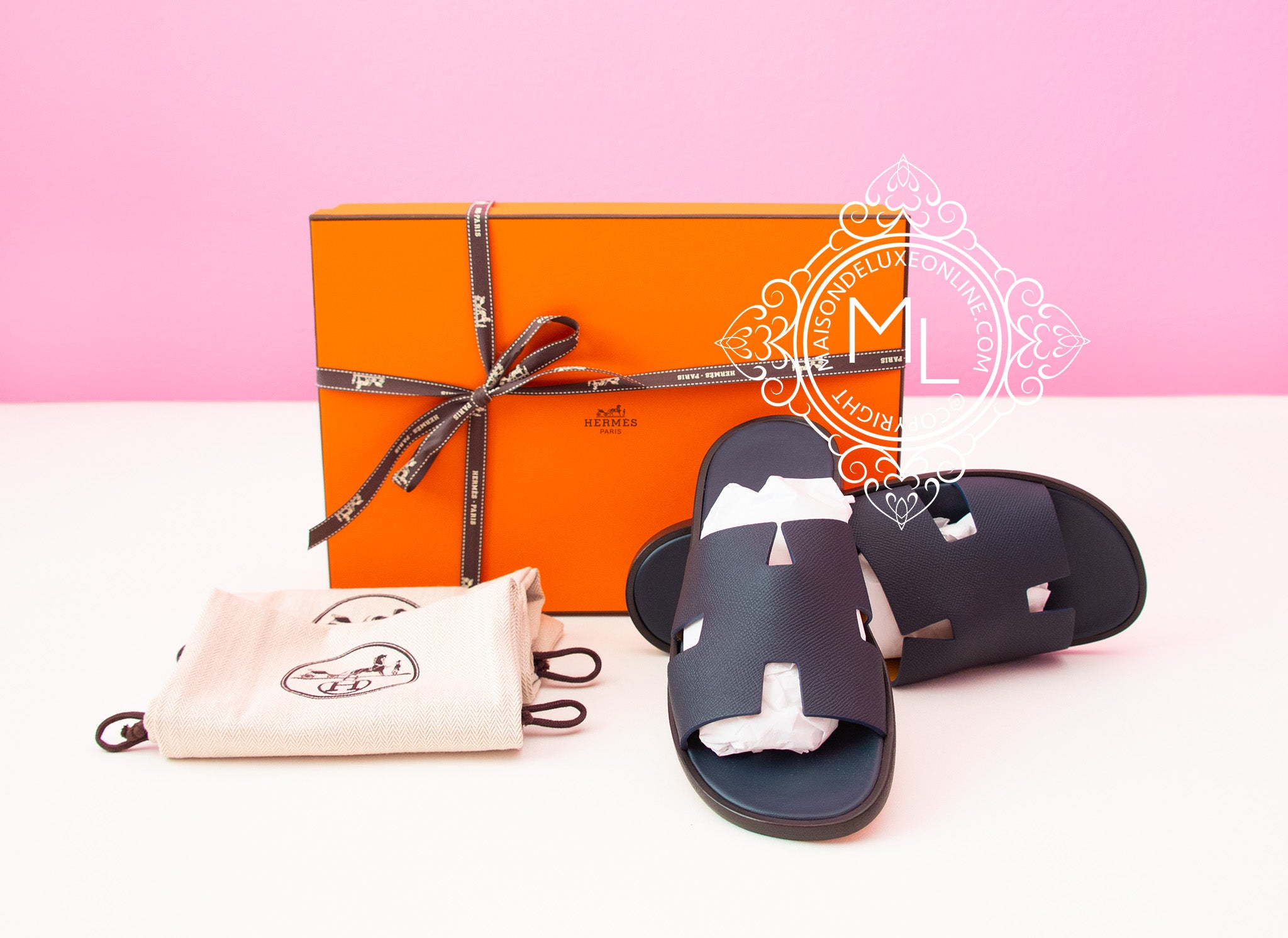 Hermes Men's Blue Izmir Sandal 43.5 Shoes Sandals Slippers Flip