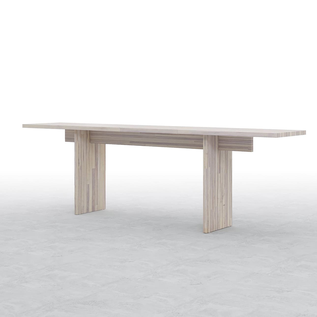 コンソールデスク 木製脚 幅2400×奥行450㎜ ラバーウッド（ホワイト