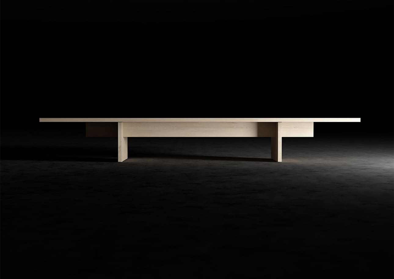 座卓 木製脚 幅2400×奥行900㎜ ラバーウッド（クリアー）リビング