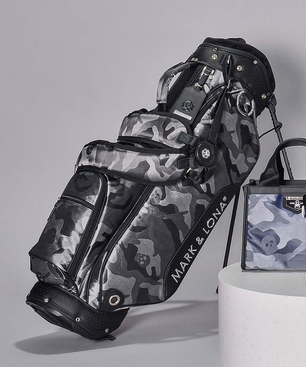 MARK&LONA キャディバッグ 購入 カート ネイビーカモ×ゴールド