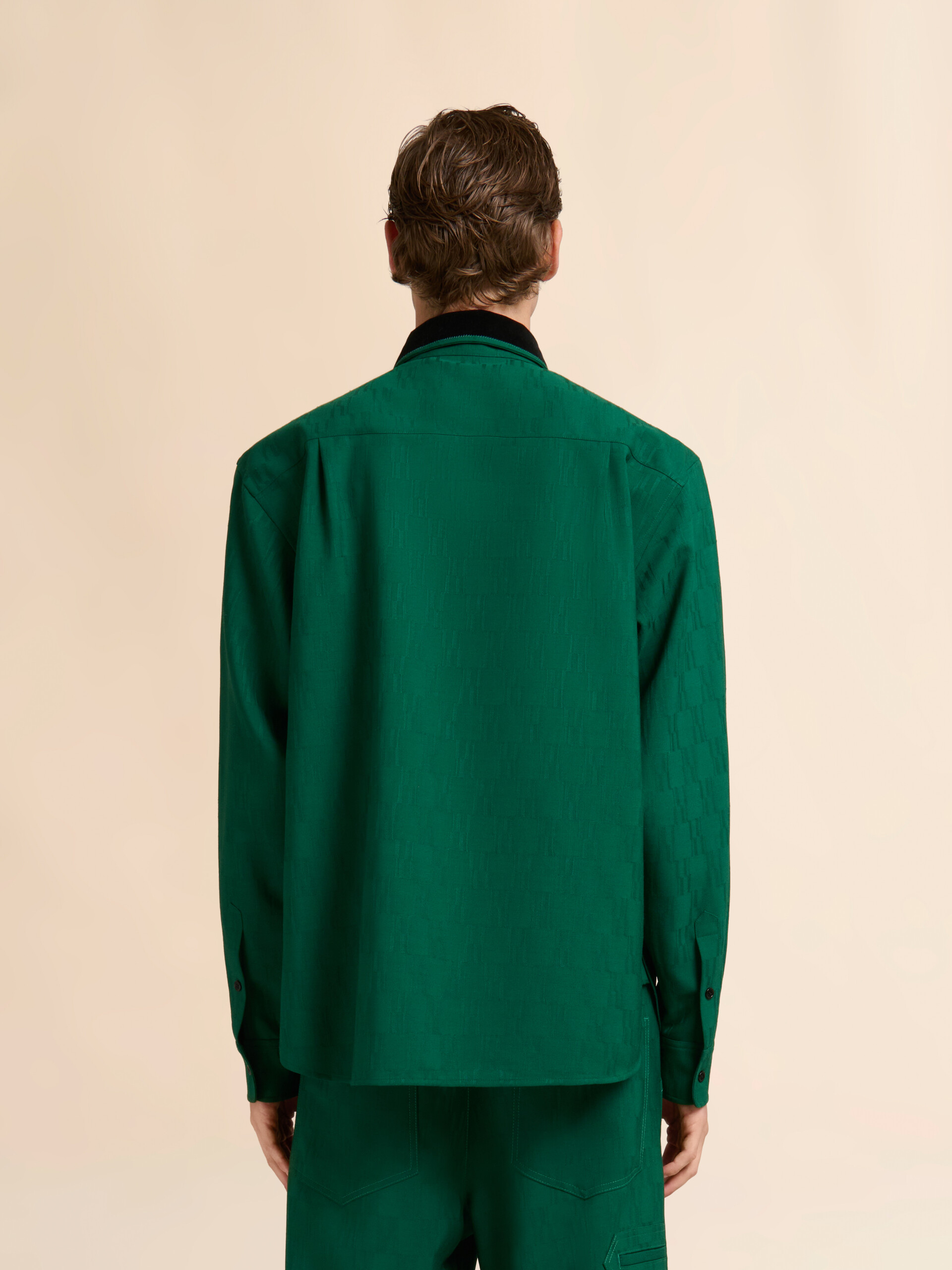 Green jacquard wool shirt with geometric motif | Marni