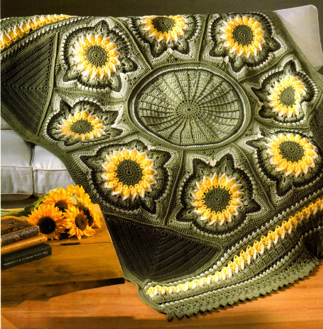 Sunflower Afghan Pattern – Mary Maxim
