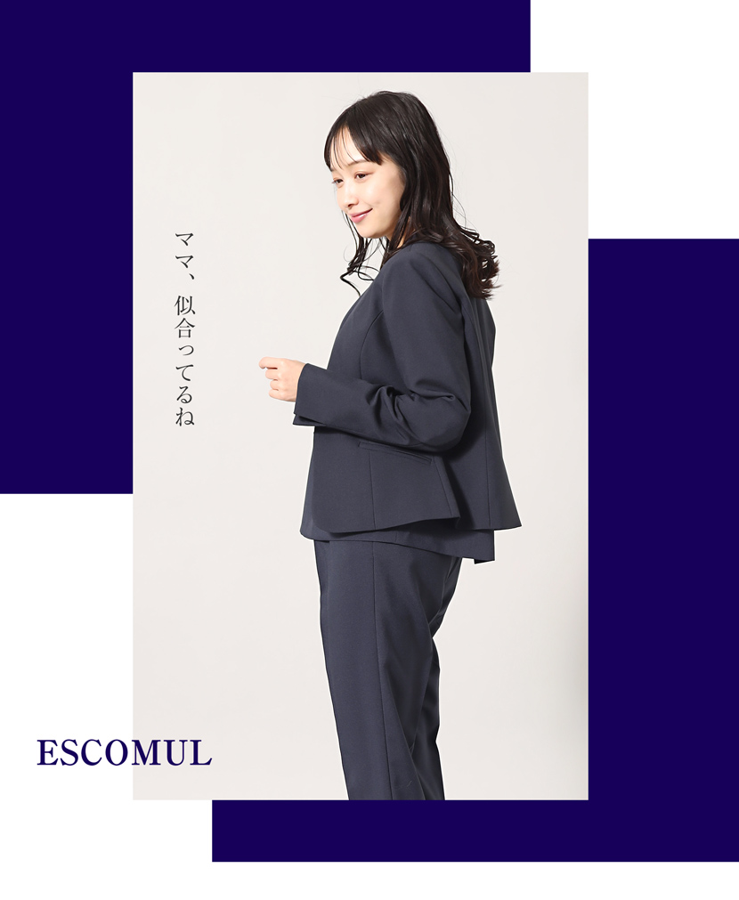 Vネックノーカラージャケット(紺)NS-001-JK