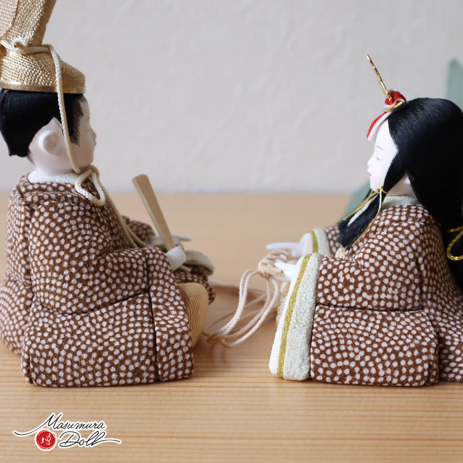 新作 アートフラワー 増村人形店 雛人形 木村一秀作 五人飾 ブラウン