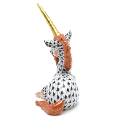ヘレンド(Herend) ユニコーン(高さ:8cm) 一角獣(15359/VHN)黒色の鱗