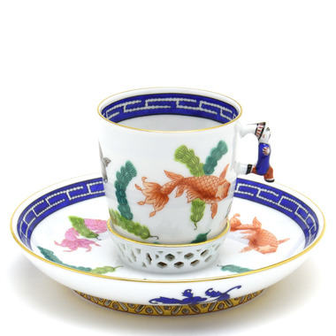 50%Off】ヘレンド(Herend) コーヒーカップ(130cc)&ソーサー ポワッソン