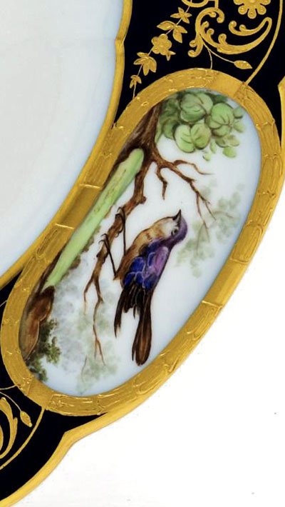 セーブル 飾り皿 鳥達のデュプレシス 24K金彩装飾 ルイリチャード様式