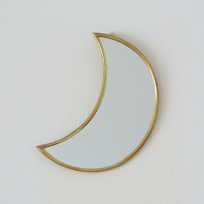 モロッコウォールミラー｜三日月（真鍮製）