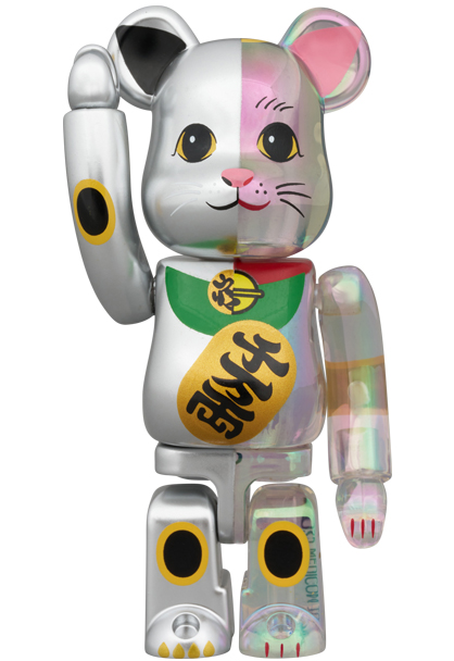 MEDICOM TOY - BE@RBRICK 招き猫 銀塗装×透明メッキ 千万両 100％ & 400％