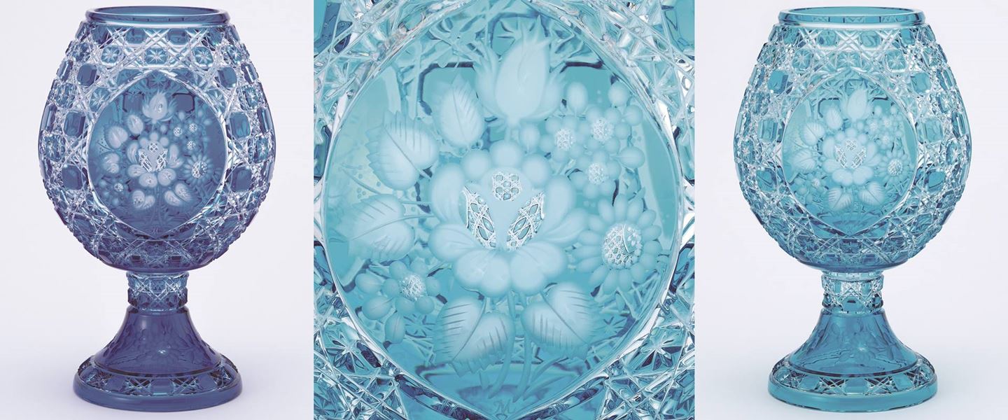 マイセンクリスタルコンポートとフラワーベースセット青美品meissen