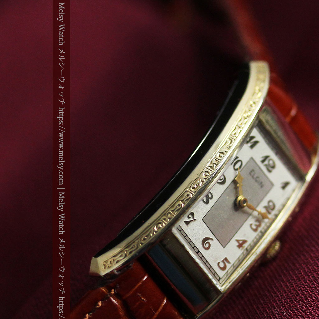 存在感ある縦長の曲線 エルジンのアンティーク腕時計 【1936年頃】