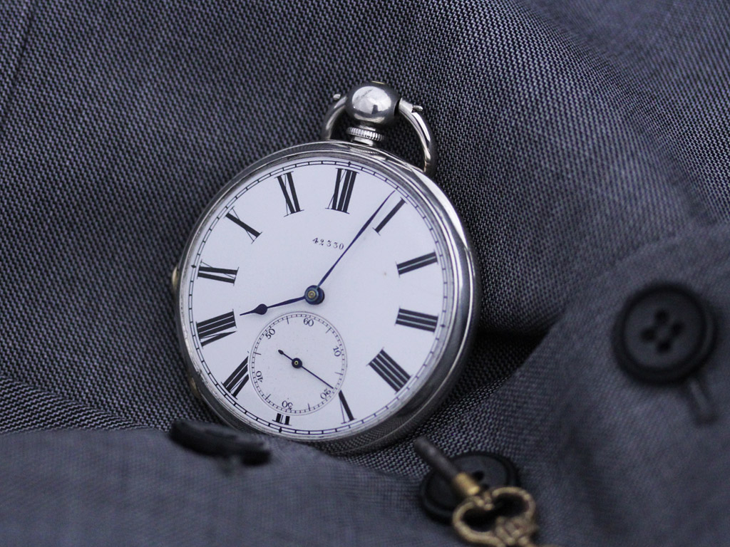 無銘 銀無垢アンティーク懐中時計 鍵巻き式 【1880年頃】