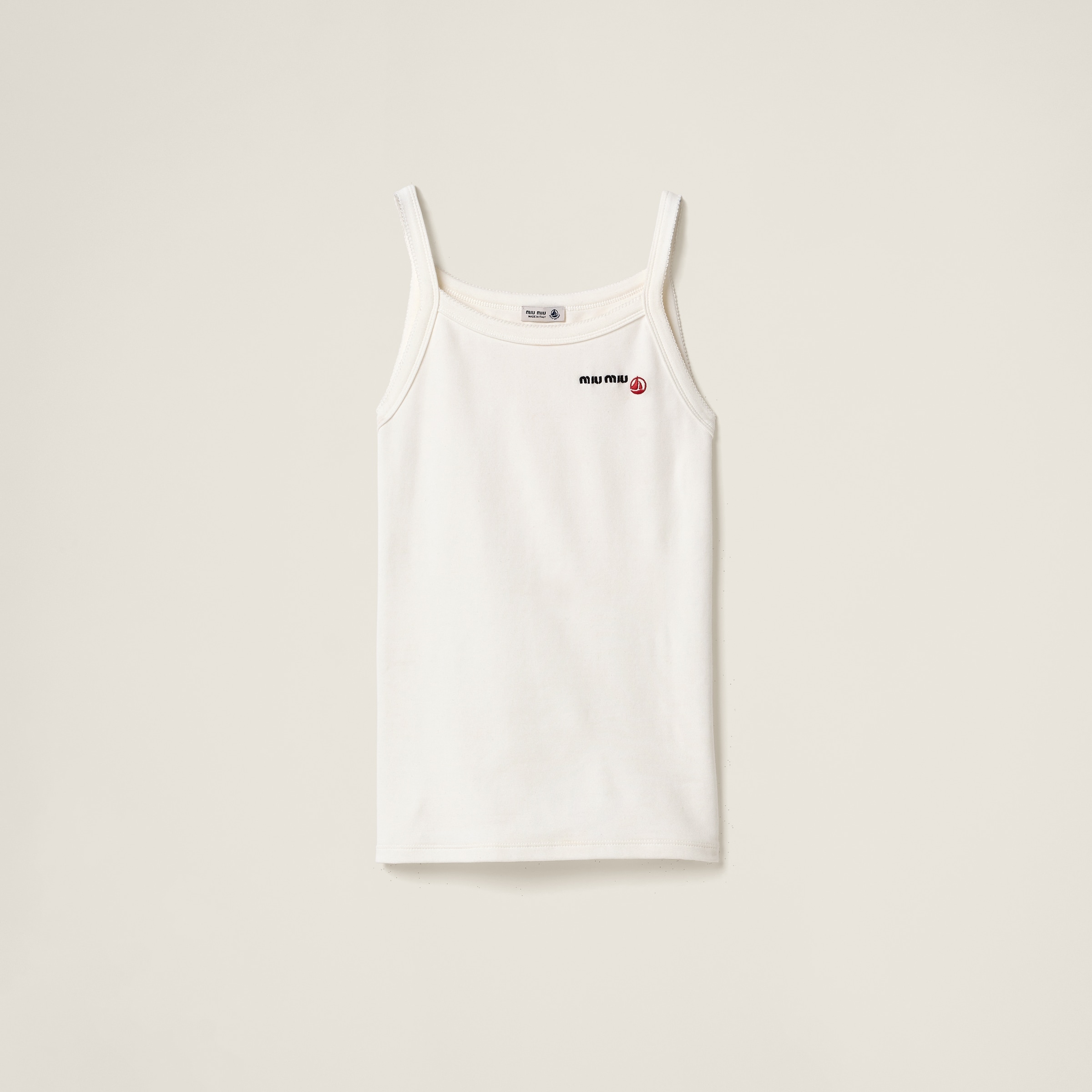 White Petit Bateau X Miu Miu Stretch Jersey Top | Miu Miu