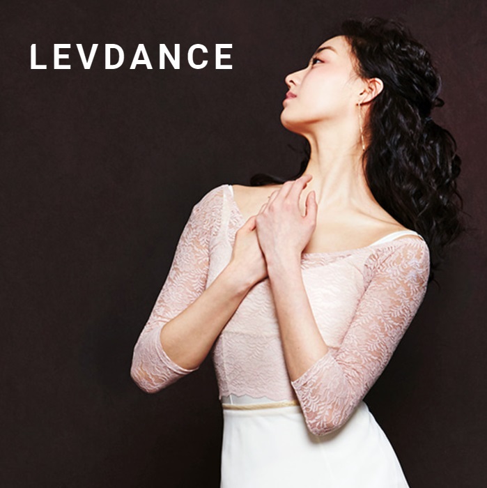 美しい バレエ トップス レース 長袖 オフショルダー【LEVDANCE