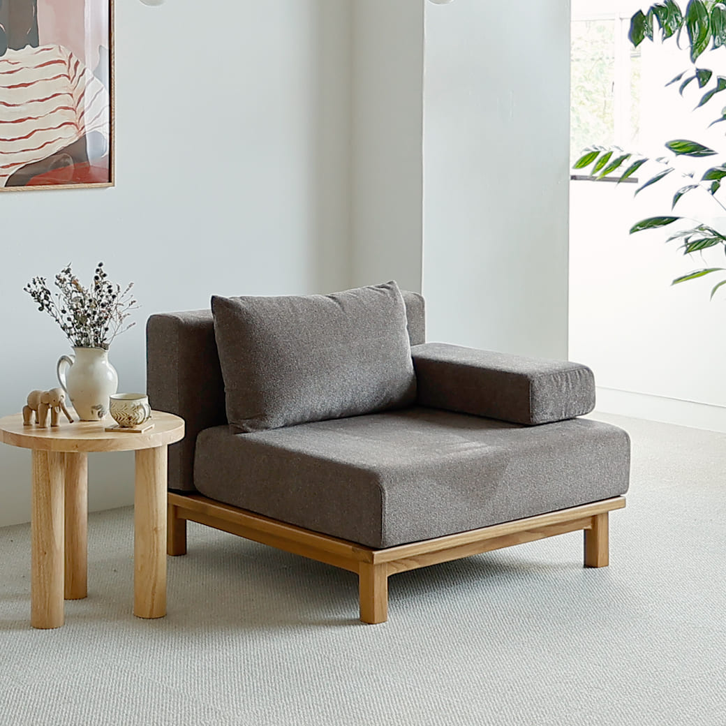 SIEVE rect unit 1人掛けソファ カバーリング 洗える ライトブラウン