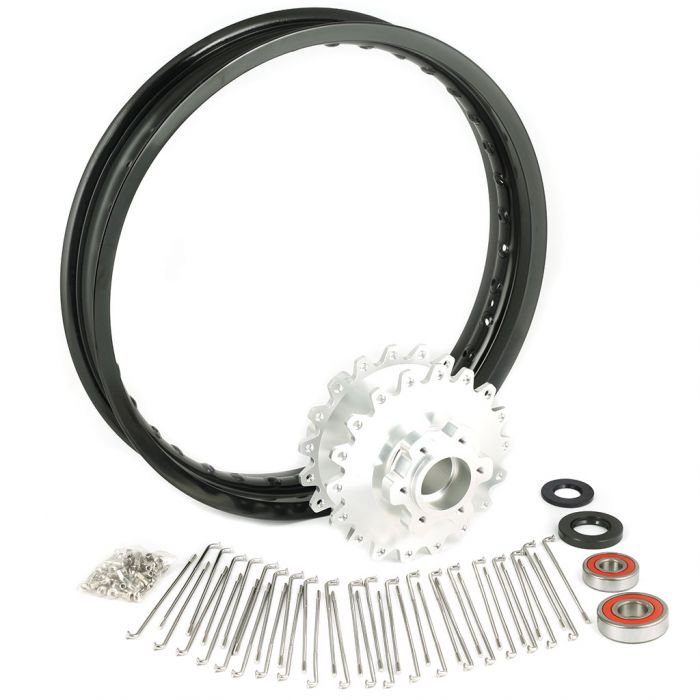 Wheel Kit - Rear - Black Rim - Billet Hub - Spokes - Bearings