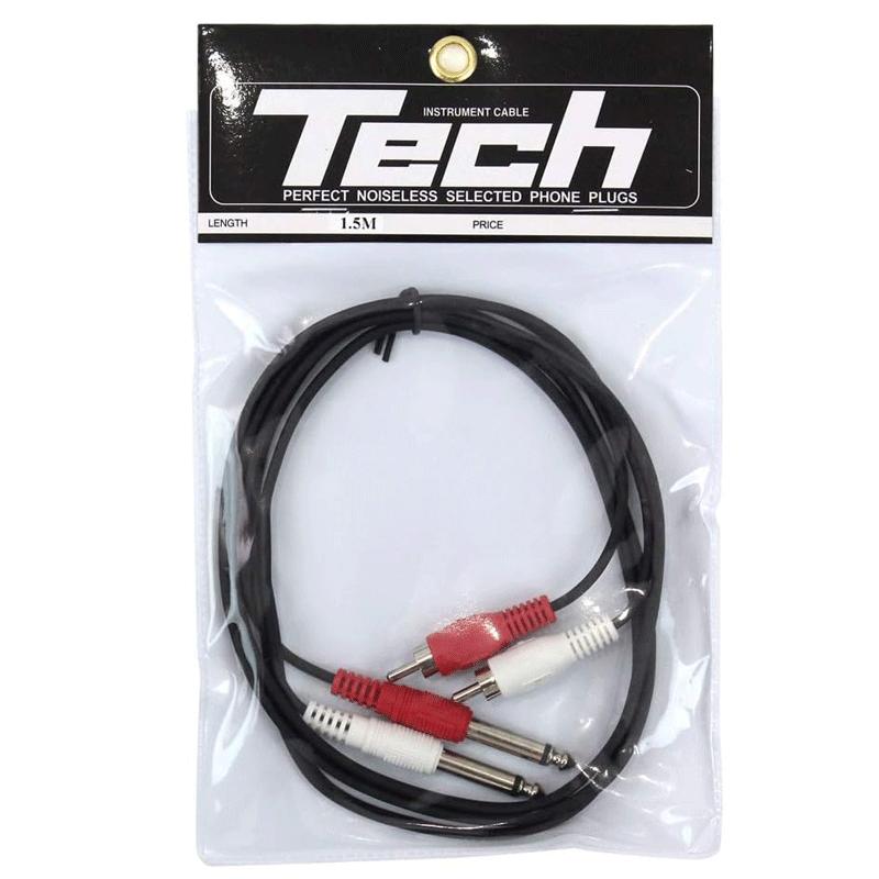 TECH2ch ラインケーブル RCA(オス) ⇔ モノラルフォン(オス) 1.5m PH