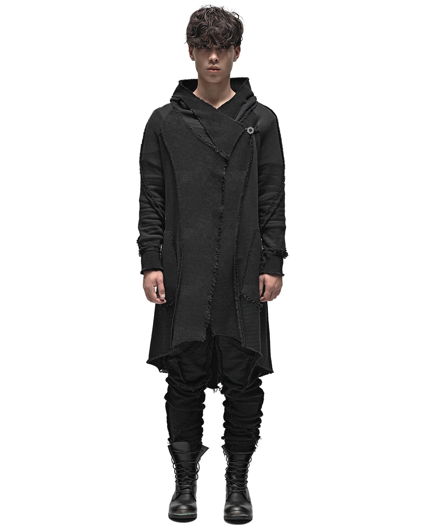 Reverse Edge Hood Buckle Cardigan - MINOAR.COM