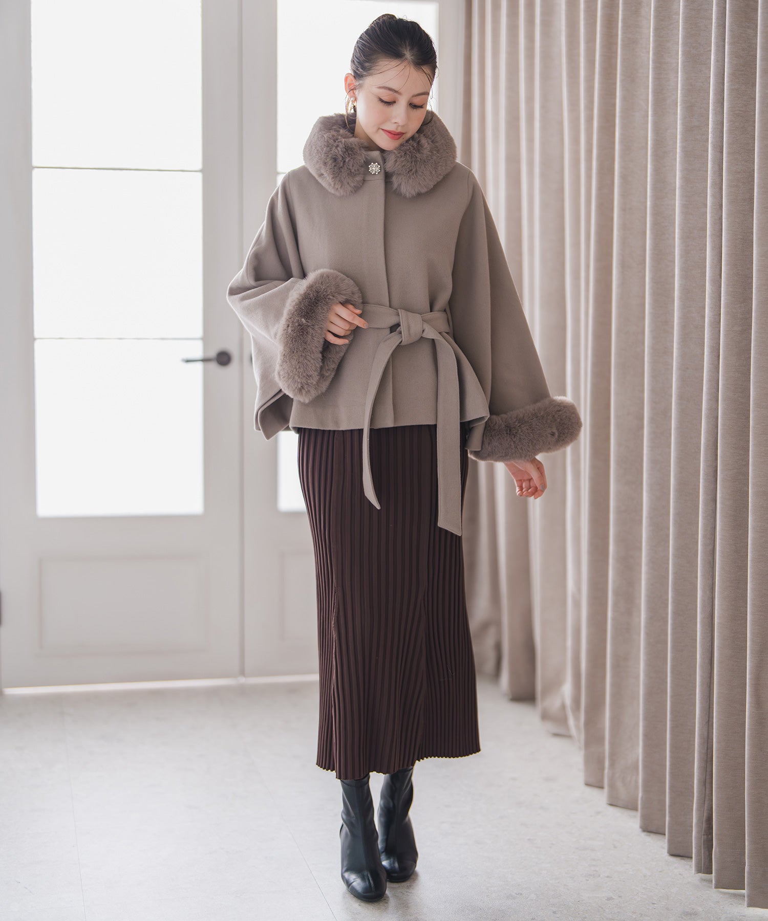 ミッシュマッシュポンチョ MISCH MASCH ♡ ポンチョコート 黒 楽天市場