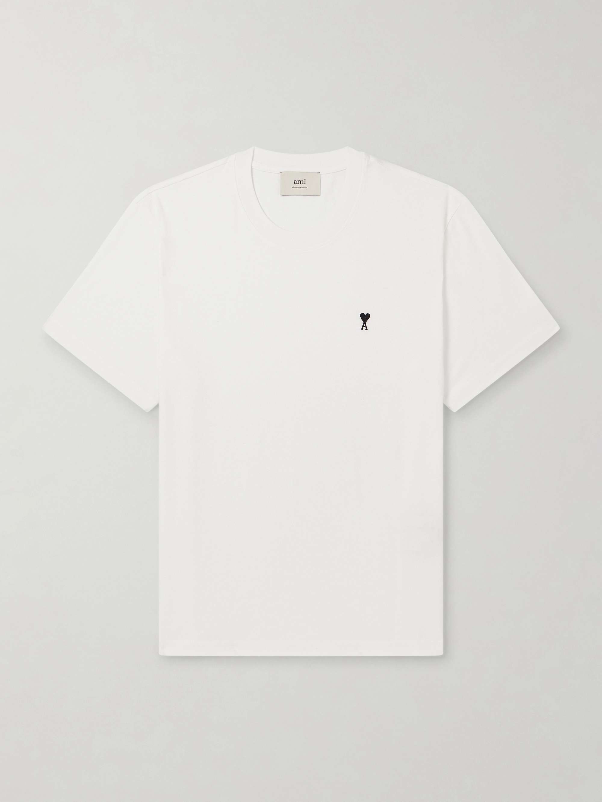 AMI PARIS Logo-Embroidered Organic Cotton-Jersey T-Shirt for Men