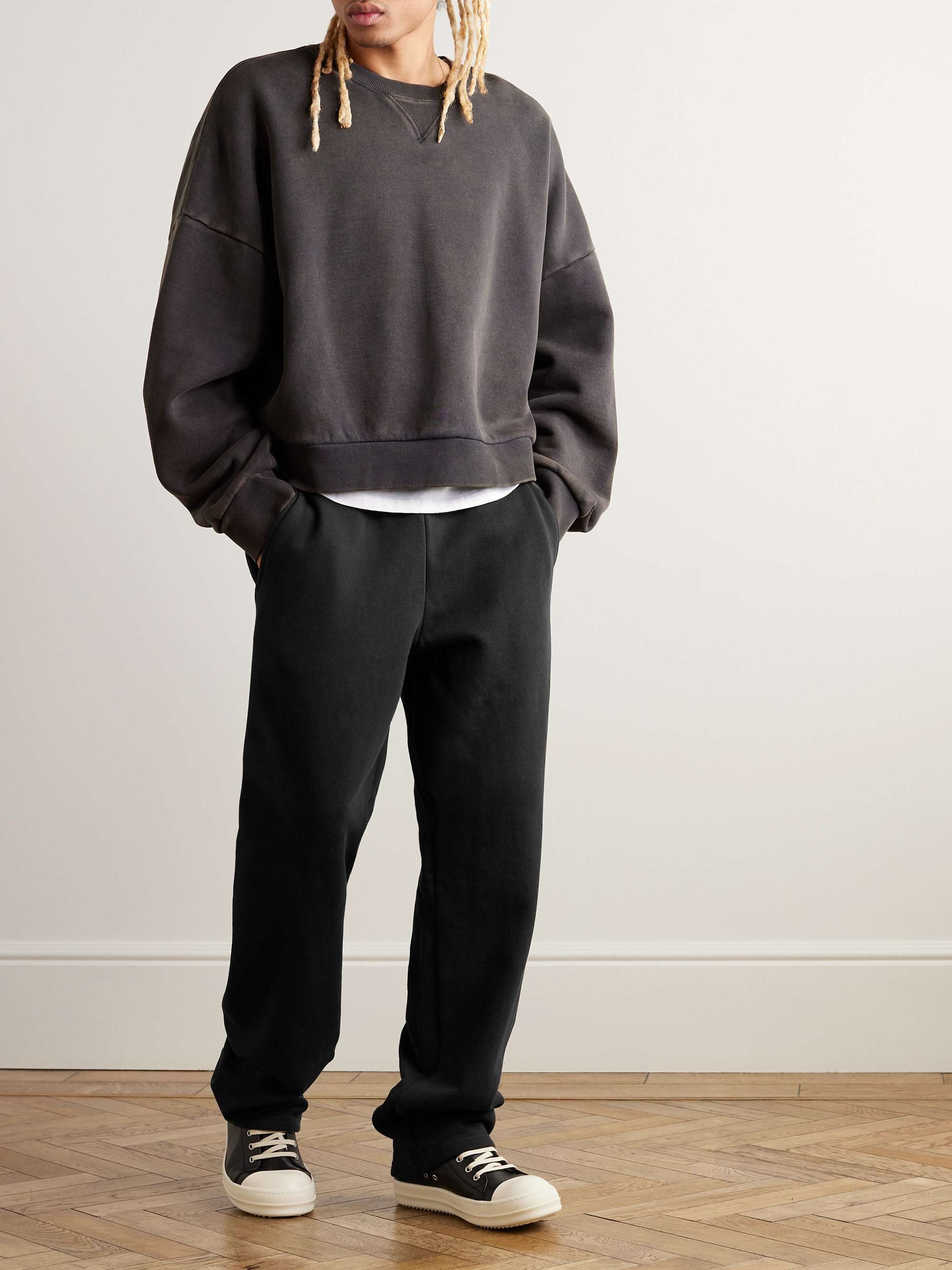 ENTIRE STUDIOS Straight-Leg Enzyme-Washed Cotton-Jersey Sweatpants