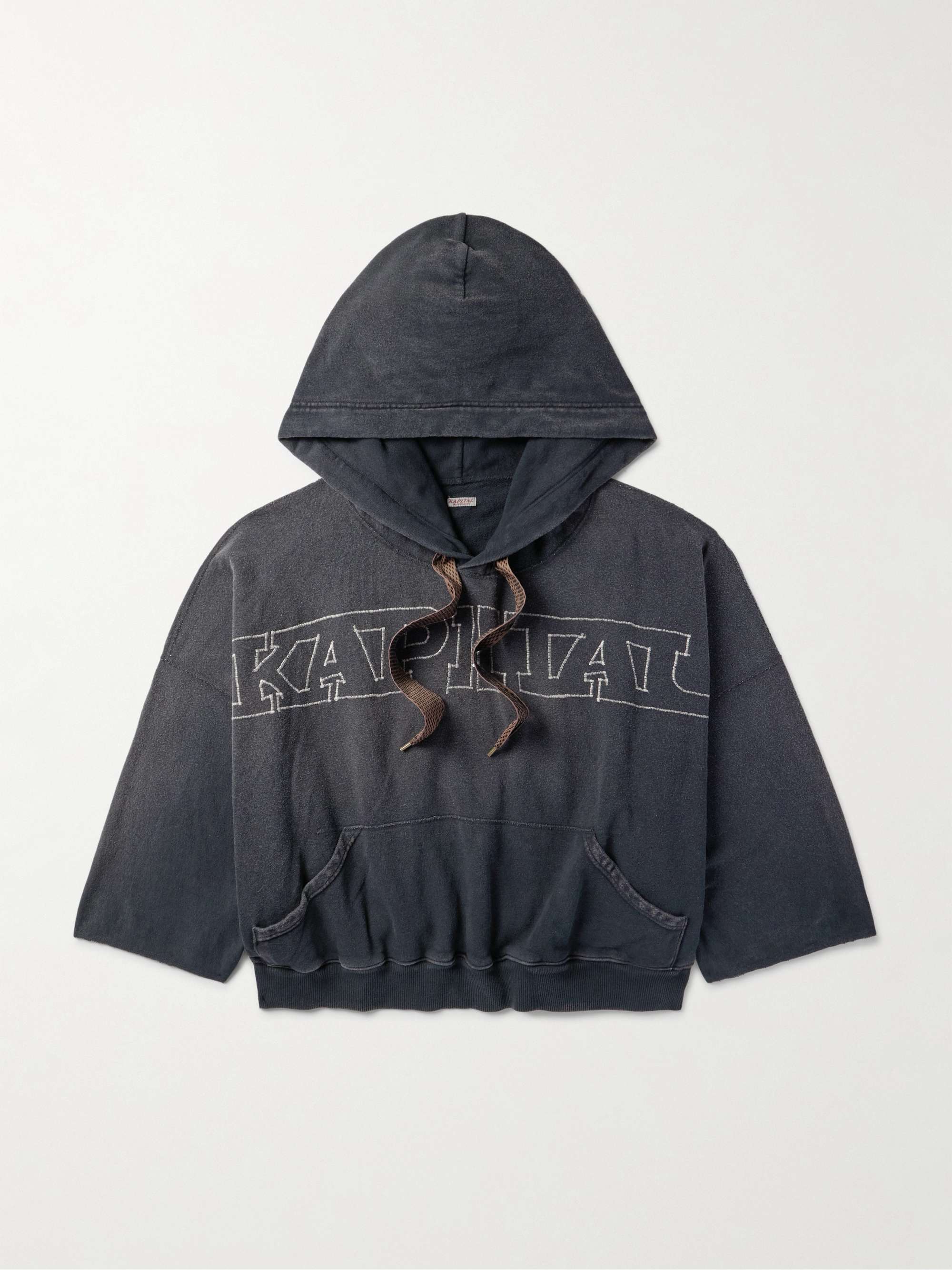 KAPITAL Oversized-Hoodie aus Baumwoll-Jersey mit Logostickerei für
