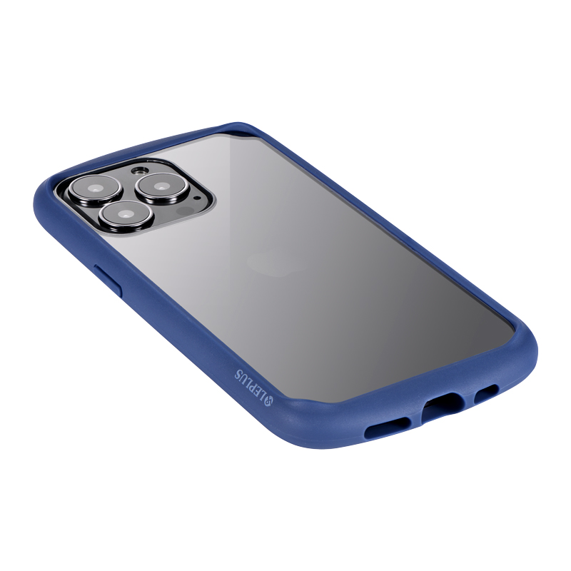 iPhone 13 Pro 耐衝撃ハイブリッドケース「Cleary」 ネイビー｜スマホ
