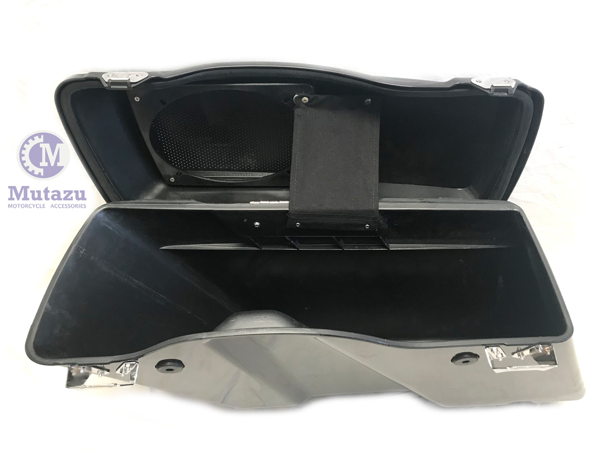Black Pearl Extended Stretched Saddlebags with 6x9 speaker lids