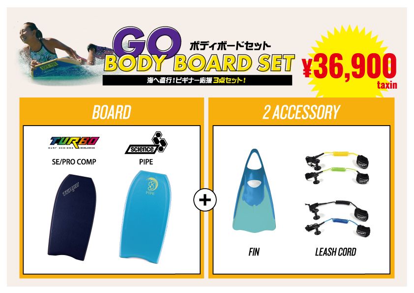 ボディーボード】【2024 TURBO、SCIENCE 3点セット36,900円、5点セット