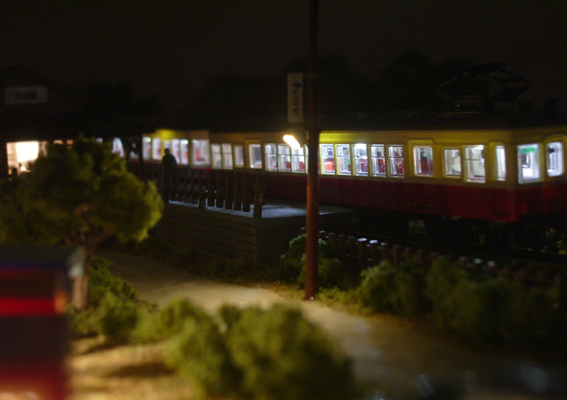 鉄道模型Nゲージミニジオラマ 昭和の田舎の夏休み LED夜景作品