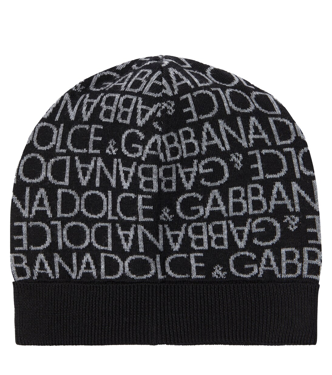 Logo intarsia virgin wool beanie in black - Dolce Gabbana Kids