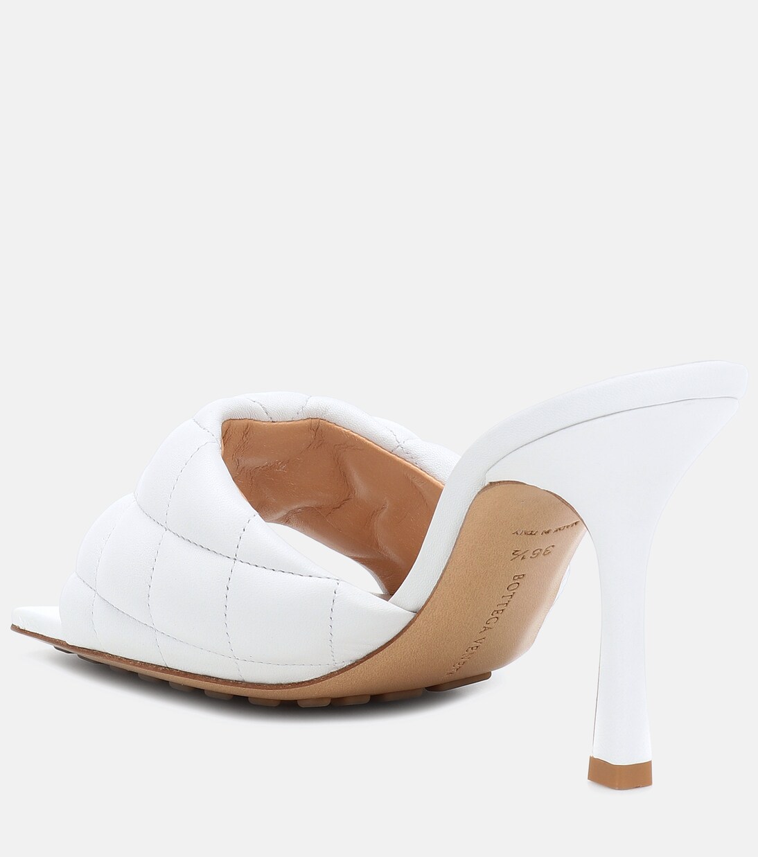 Padded leather mules in white - Bottega Veneta | Mytheresa