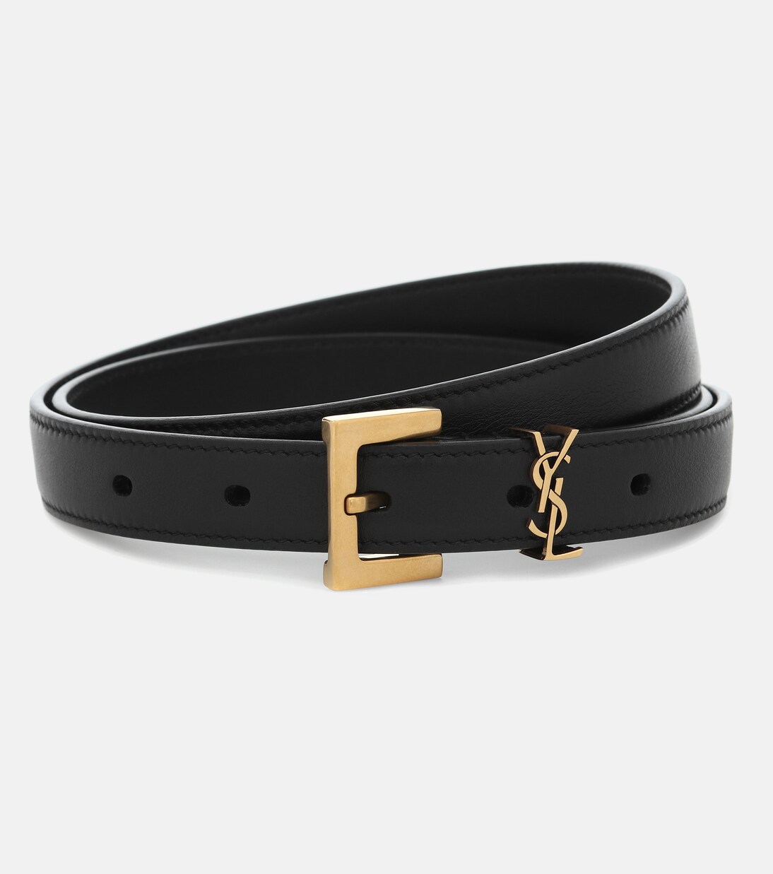 Cassandre slim leather belt in black - Saint Laurent | Mytheresa