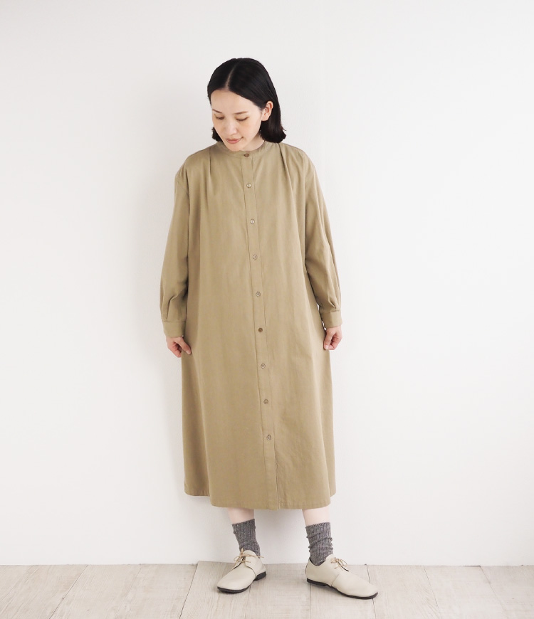 nofl】コットンウールツイル前あきタックワンピース 644209720