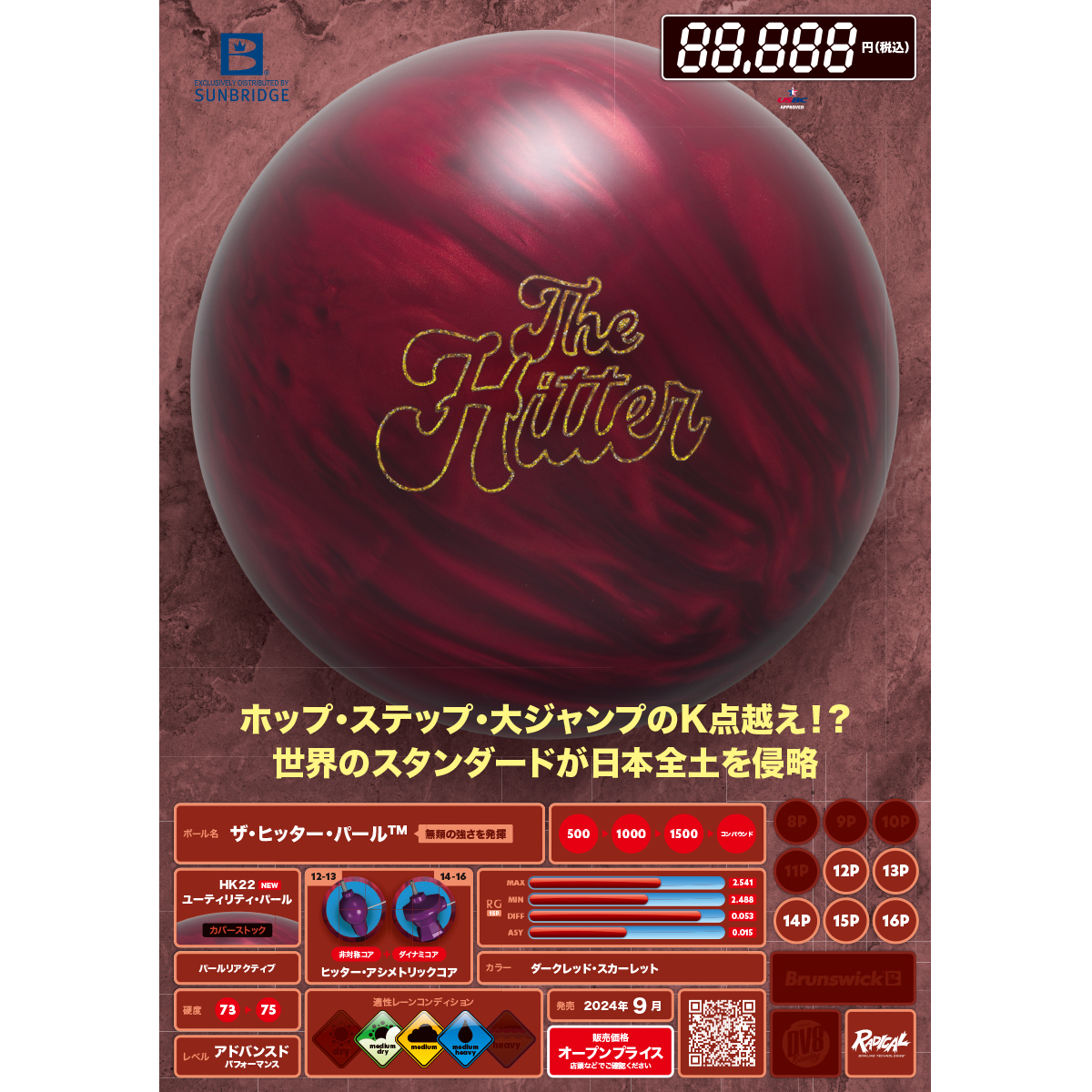 ザ・ヒッターパール ラディカル ボウリング 15ポンド The Hitter