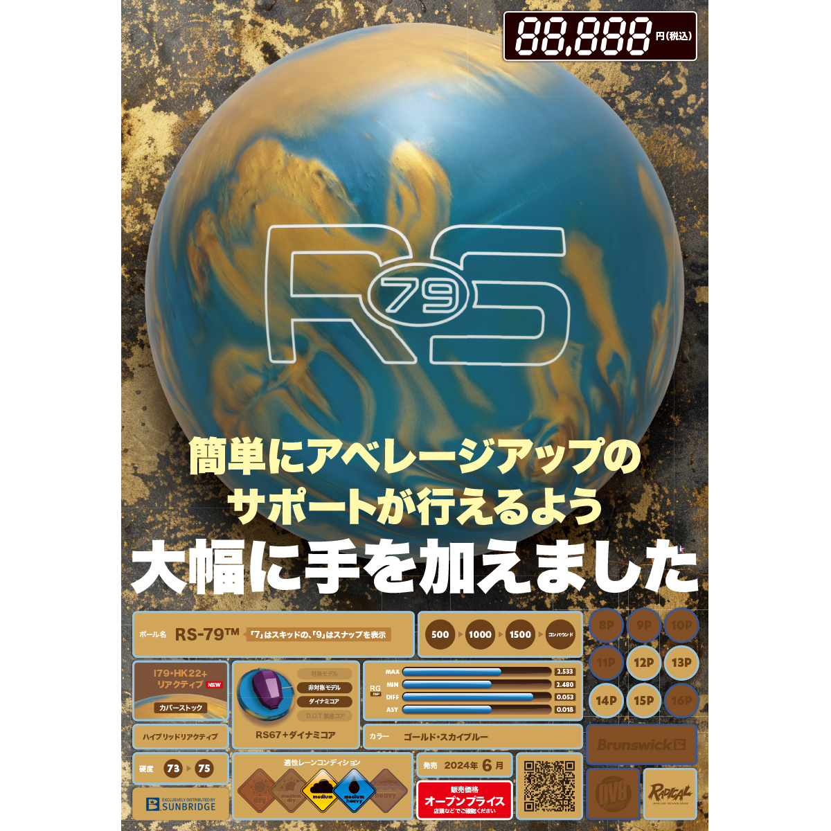 RADICAL RS79 ボウリングボール 14P RADICAL RS79 ボウリングボール